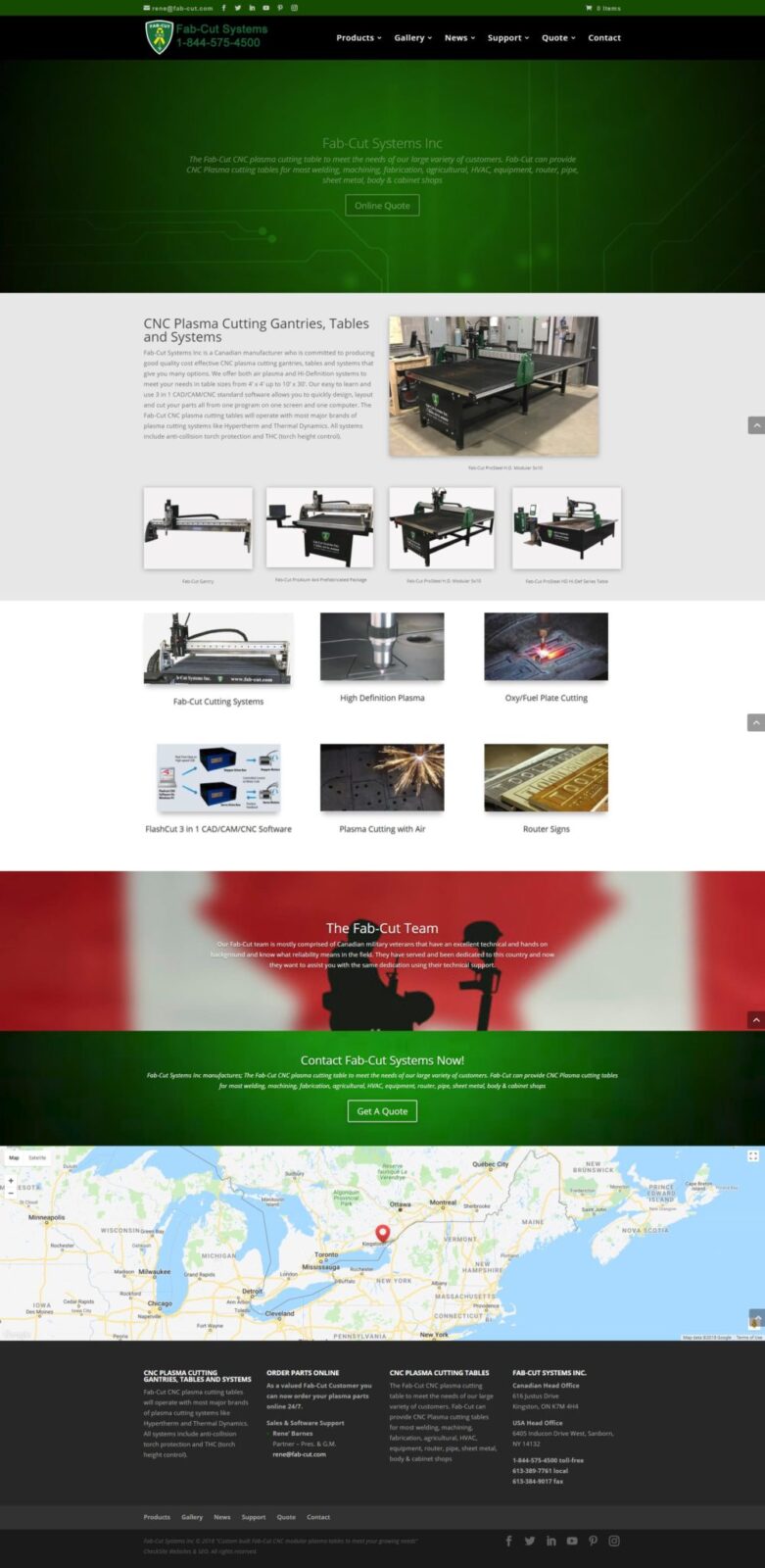 Fab-Cut Systems Inc Canadian manufacturer CNC plasma cutting gantries tables