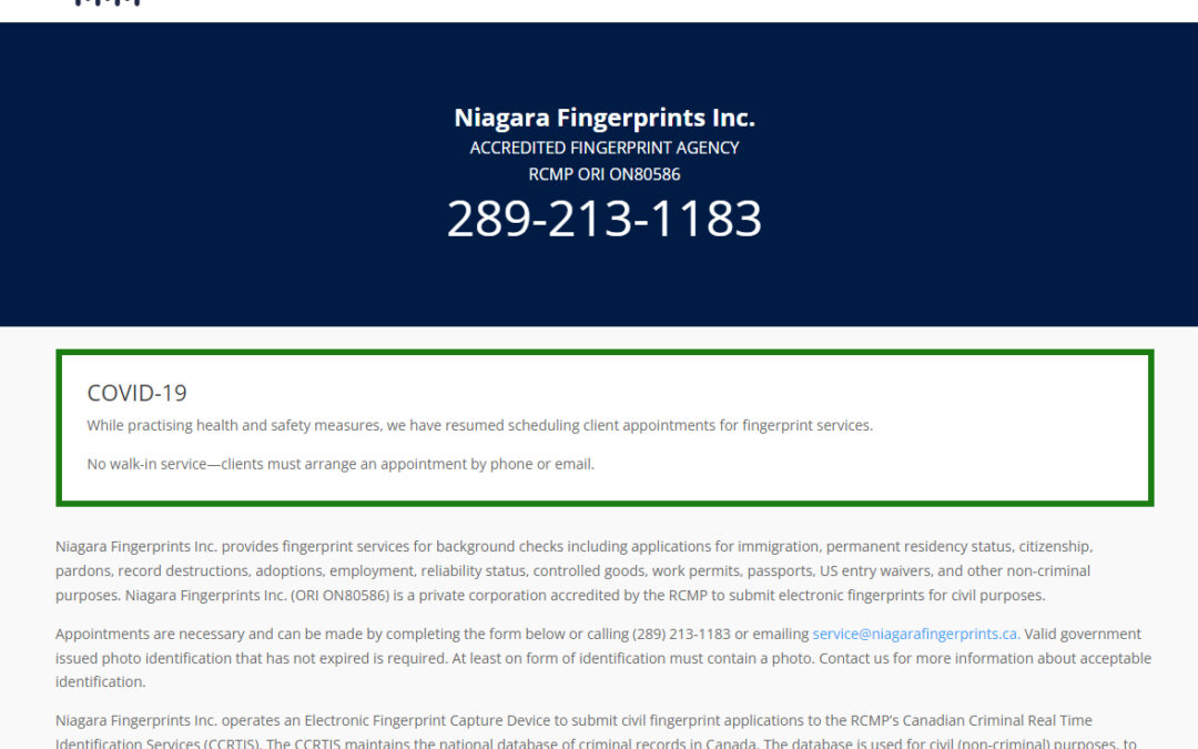 Niagara Fingerprints Inc